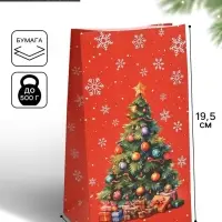 Пакет подарочный без ручек новогодний &laquo;Ёлочка&raquo;, 10&times;19.5&times;7 см