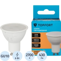Лампа светодиодная Topfort GU10 6W 2700K