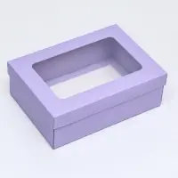 Коробка подарочная складная, упаковка, крышка-дно, с окном, сиреневая, 24&times;17&times;8 см