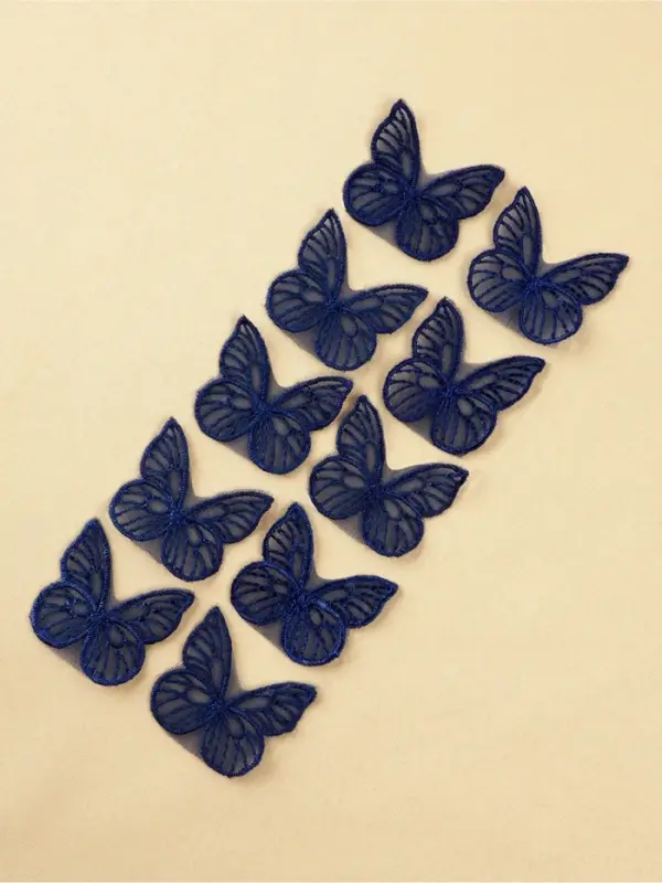 Аппликация для одежды «Бабочка», текстильная, 3.5×4 см, 10 шт., тёмно-синяя Аппликация для одежды «Бабочка», текстильная, 3.5×4 см, 10 шт., тёмно-синяя