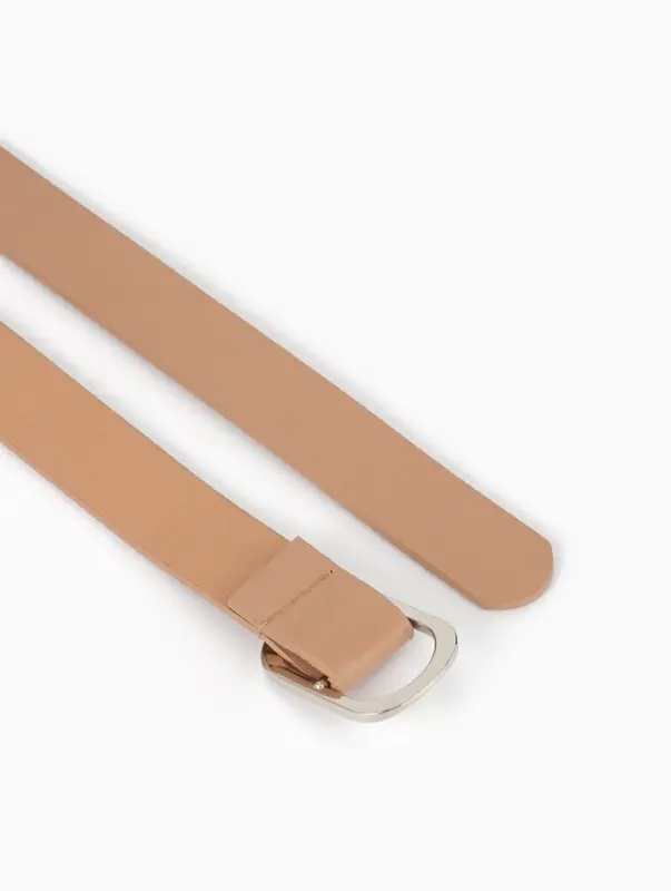 Ремень женский, затяжка, 2.5&times;110 см, без винта, серебристая пряжка, бежевый