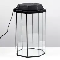 Аквариум «Восьмигранный» с крышкой, 32 литра, 29×29×45/50 см, чёрный