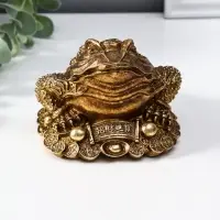 Нэцкэ полистоун "Денежная жаба с золотой монетой" 12х10,5х7,7 см