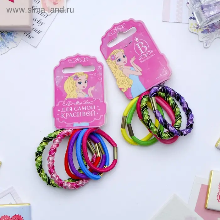 Резинка для волос Резинка для волос "Грандиент" (набор 6 шт) перелив, 4,5 см, микс