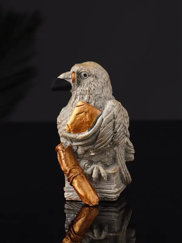 Фигура "Ворон с книгами" 8 см, серый с бронзой