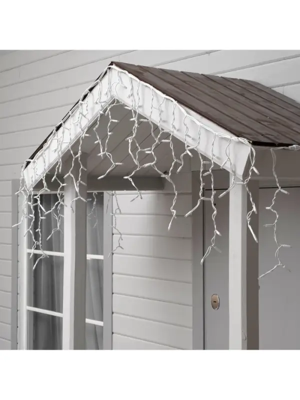 Гирлянда &laquo;Бахрома&raquo; 3&times;0.6 м, IP65, УМС, белая нить каучук, 108 LED, свечение синее, 220 В