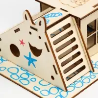 Комплекс-площадка для грызунов, 19&times;14 см, 2 домика и горка, фанера