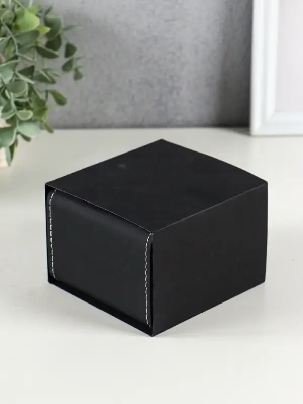 Шкатулка для часов 1 отделение &laquo;Чёрная с белой строчкой&raquo;, матовая, 7.5&times;11&times;10.3 см