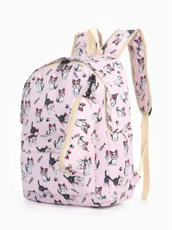 Рюкзак школьный &laquo;Котик&raquo;, с пеналом, 29&times;12&times;41 см, розовый