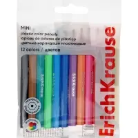 Карандаши- мини 12 цветов ErichKrause, пластиковые, шестигранные, с европодвесом