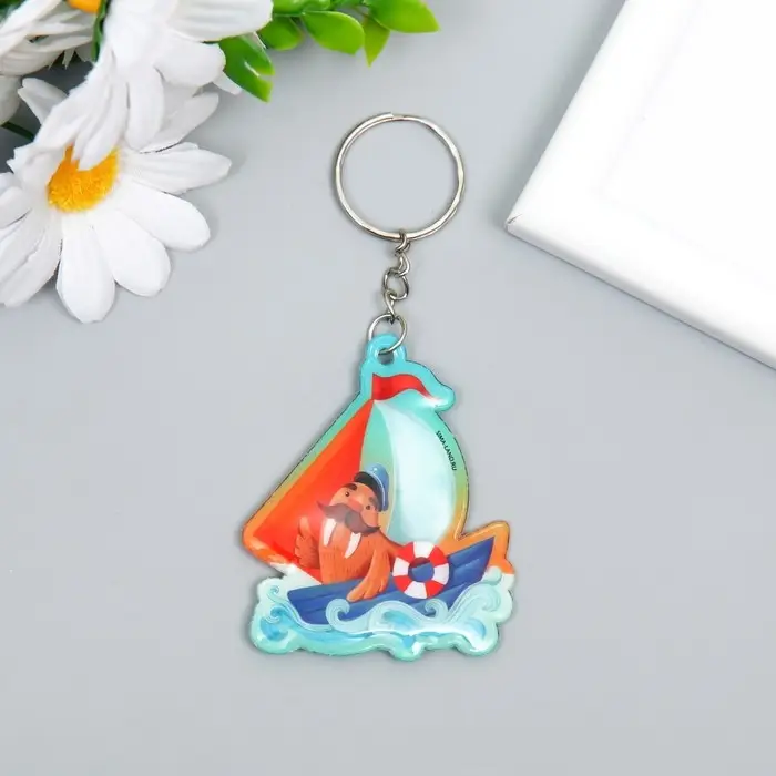 Брелок для ключей на кольце «Морж на корабле», мягкий ПВХ, 6×5.1 см Брелок для ключей на кольце «Морж на корабле», мягкий ПВХ, 6×5.1 см