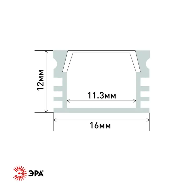 Комплект с накладным анодированным профилем CAB26116х12мм, 2 м