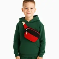 Сумка детская поясная на молнии, наружный карман, красная, чёрная