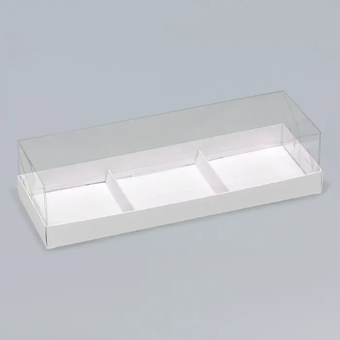 Коробка для муссовых пирожных 3 штуки, 26x8,5x6 Белый Коробка для муссовых пирожных 3 штуки, 26x8,5x6 Белый