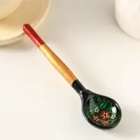 Ложка деревянная &laquo;Чернушка&raquo;, 14&times;3.5 см, хохлома, ручная роспись, МИКС