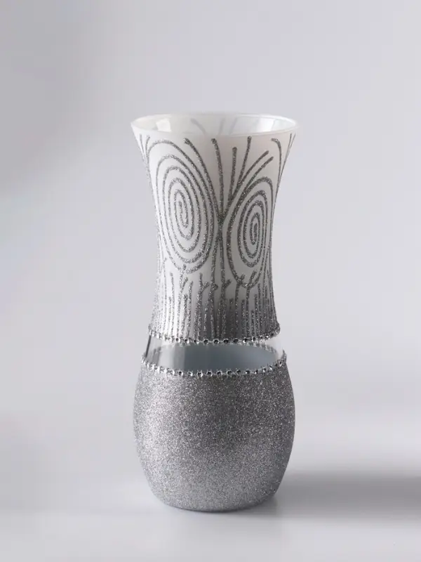 Ваза «Соблазн», волна, h=25.5 см, стекло, бело-серебристая Ваза «Соблазн», волна, h=25.5 см, стекло, бело-серебристая