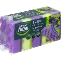 Губки для мытья посуды Master FRESH XL STRONG effect 95х65х35мм 5шт/уп