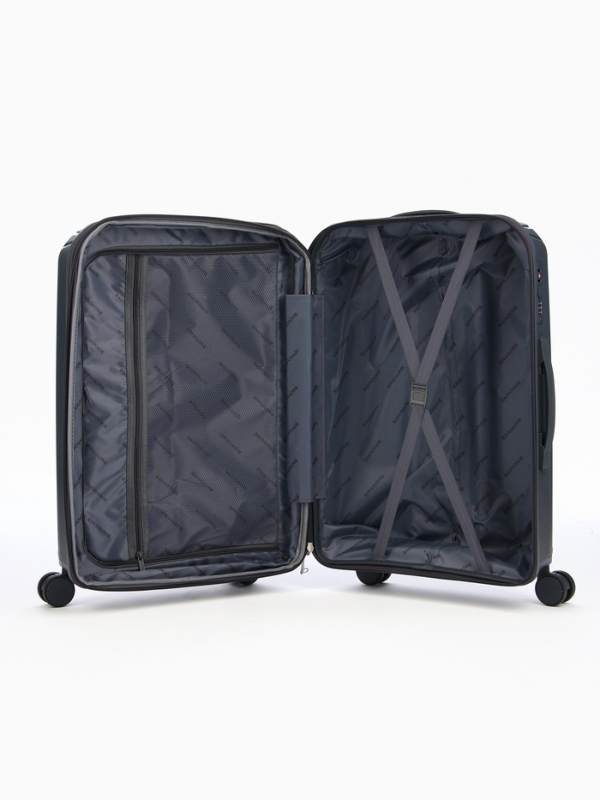 Чемодан 24 Чемодан 24", PP, 43*26*66, отд на молнии, код замок, 4 колеса, серый