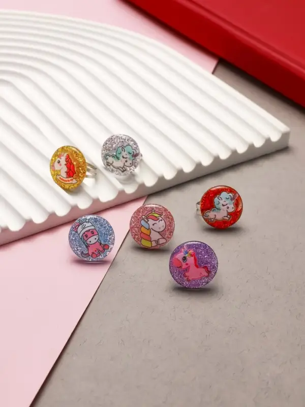 Кольцо &laquo;Выбражулька. Блестящие единороги&raquo;, фасовка 100 шт. рисунок МИКС, цвет МИКС, безразмерное