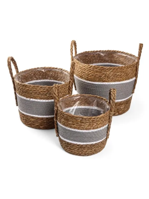 Кашпо плетёное для цветов &laquo;Инга&raquo;, коричнево-серое, набор 3 шт.