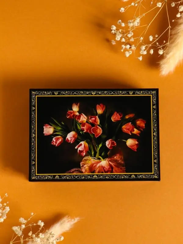 Шкатулка «Тюльпаны», 10×14 см, лаковая миниатюра