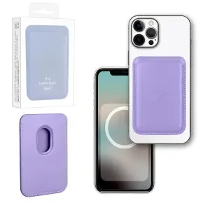 Чехол Leather Wallet Elegant Purple iPh 12 - 15 Pro Max (Анимация NFC Clear) с лого