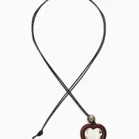 Кулон на шнурке &laquo;Сердце и бусина&raquo;, регулируемый, L=90 см, чёрный