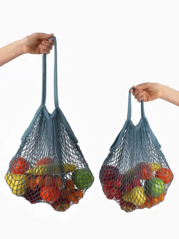 Набор 2 шт.: сумка-авоська плетёная, клетка 1.5 см, тёмно-бирюзовая