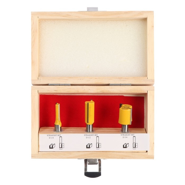 Набор фрез по дереву ТУНДРА, деревянный ящик, хвостовик 8 мм, 3 шт. Набор фрез по дереву ТУНДРА, деревянный ящик, хвостовик 8 мм, 3 шт.