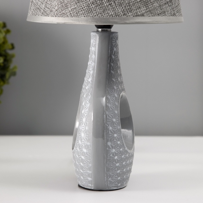 Настольная лампа с абажуром RISALUX «Маделин», Е14, 40 Вт, серый, 18×18×33.5 см