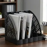 Лоток для бумаг А4, вертикальный, 5 отделений, чёрный