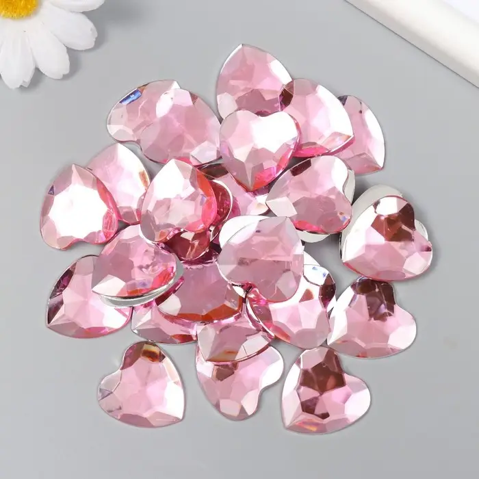 Декоративные элементы для творчества «Арт Узор. Стразы сердце. Светло-розовый», набор 30 шт., пластик, 2.5×2.5 см