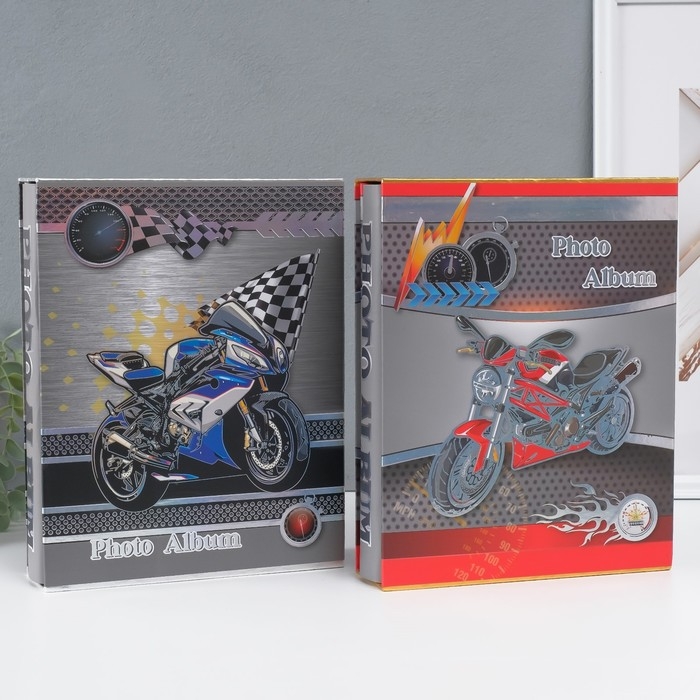Фотоальбом на 200 фото 10х15 см Фотоальбом на 200 фото 10х15 см "Мотоцикл" в коробке МИКС 5,6х20,5х26,2 см