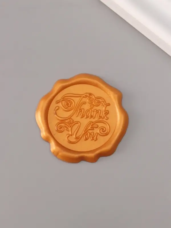Сургучный оттиск «Спасибо», декоративный элемент для приглашений, конвертов и сертификатов, золото, d=3.2 см Сургучный оттиск «Спасибо», декоративный элемент для приглашений, конвертов и сертификатов, золото, d=3.2 см