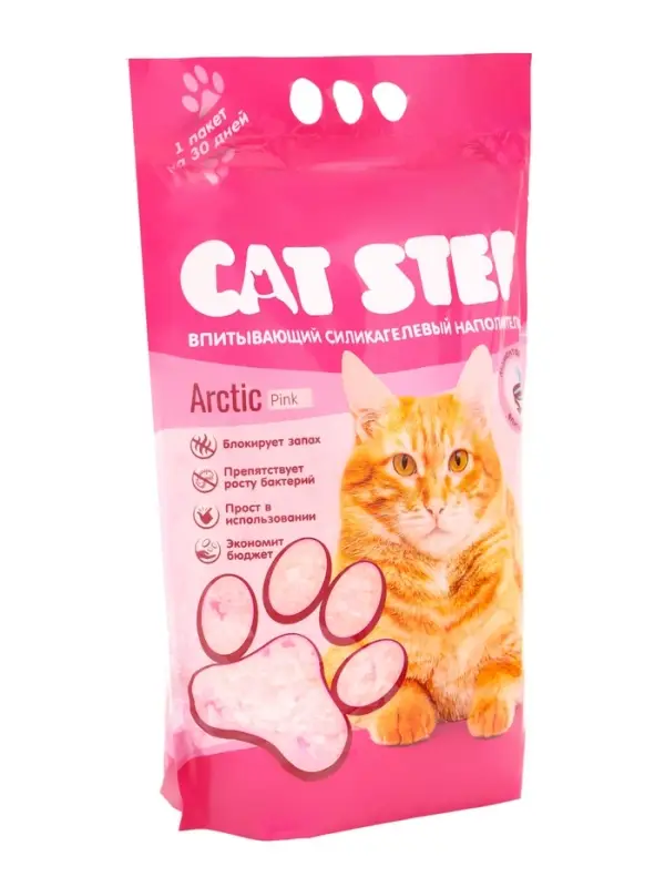 Наполнитель впитывающий силикагелевый CAT STEP Arctic Pink, 3,8 л Наполнитель впитывающий силикагелевый CAT STEP Arctic Pink, 3,8 л