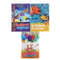 Картон цветной А4, 7 листов, 7 цветов &laquo;Мультики&raquo;, 200 г/м&sup2;, 4 вида МИКС