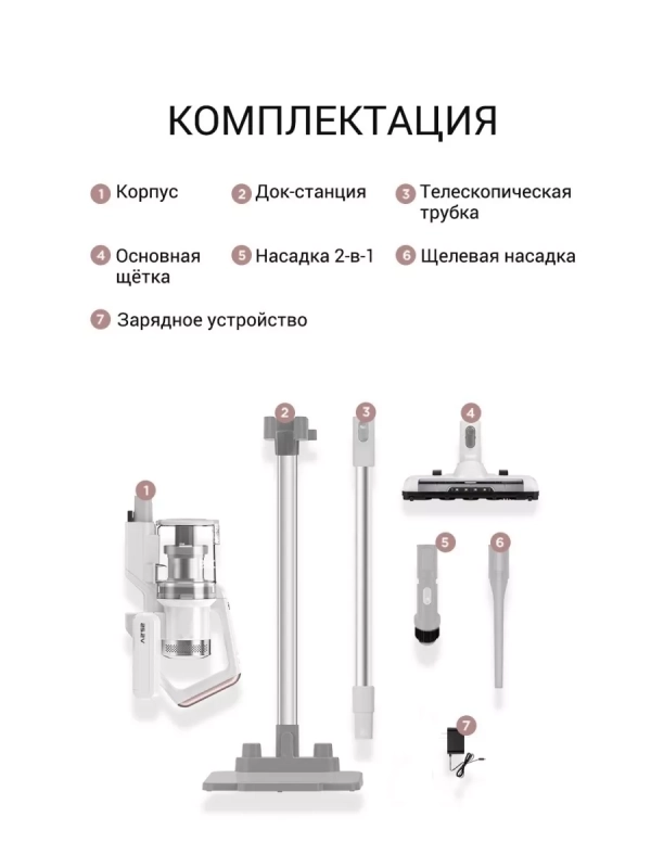 Пылесос вертикальный беспроводной VSS1800, 3 щетки, стойка