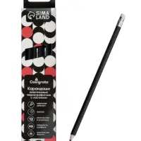 Набор карандашей чернографитных Calligrata. Classic, 12 штук, HB, с ластиком, трёхгранные, пластиковые, чёрный корпус