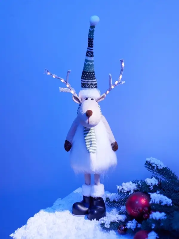 Фигура текстиль «Новогодний лосик» 58 см, 10 LED, от батареек АА×3, свечение тёплое белое Фигура текстиль «Новогодний лосик» 58 см, 10 LED, от батареек АА×3, свечение тёплое белое