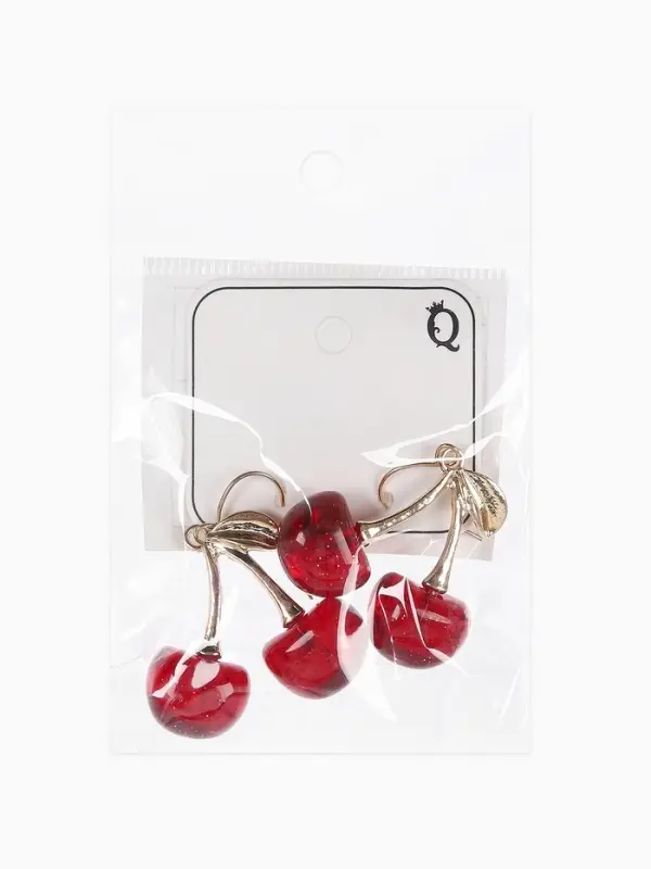 Серьги &laquo;Вишенка&raquo;, бордовые в золоте