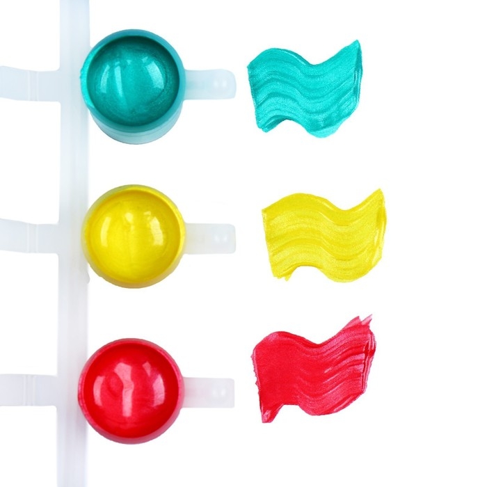 Краска акриловая, набор 6 цветов х 5 мл, WizzArt Kid Pearl, ПЕРЛАМУТРОВЫЕ (повышенное содержание пигмента), морозостойкие