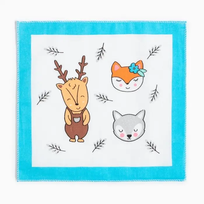 Платки носовые детские &laquo;Крошка Я. Зверята&raquo;, 21&times;21 см, набор 12 шт., хлопок 100%, МИКС