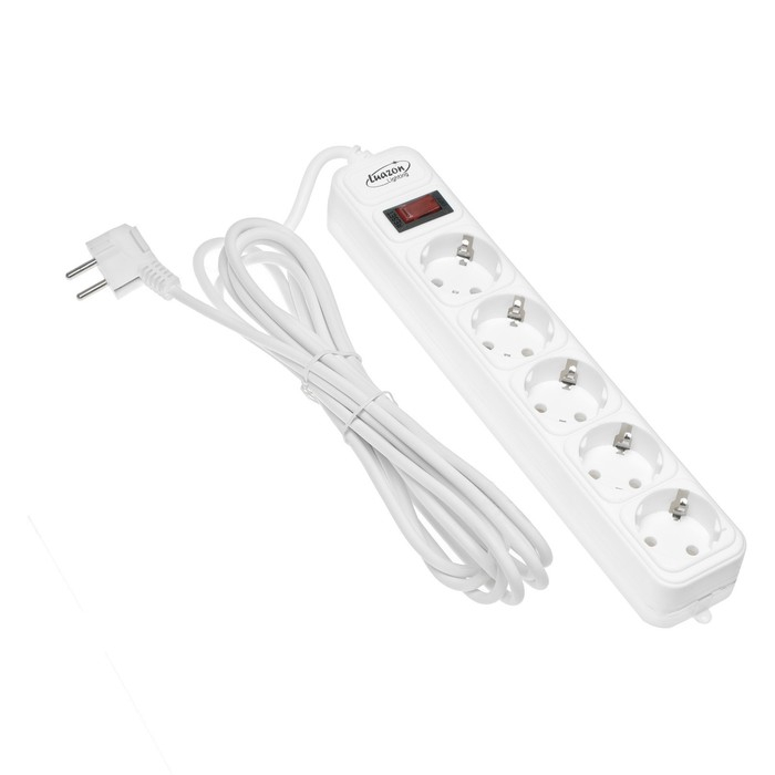 Сетевой фильтр Luazon Lighting, 5 розеток, 5 м, 2200 Вт, 3 х 0.75 мм2, 10 А, 220 В, белый Сетевой фильтр Luazon Lighting, 5 розеток, 5 м, 2200 Вт, 3 х 0.75 мм2, 10 А, 220 В, белый