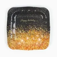 МП Тарелка одноразовая бумажная квадратная Happy Birthday, 21 см (10 шт.) МП Тарелка одноразовая бумажная квадратная Happy Birthday, 21 см (10 шт.)