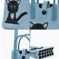 Сумка подр Коты, 12*4*17, отд на кнопке, дл ремень, голубой