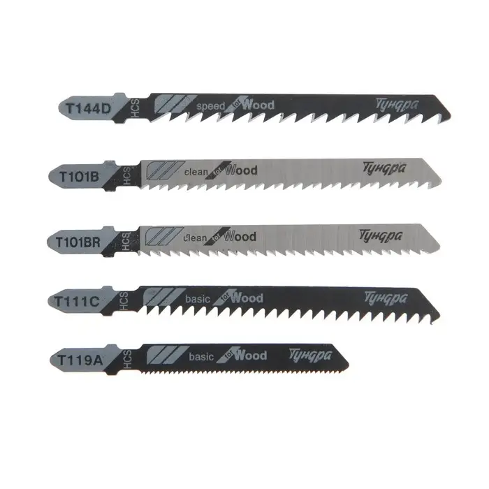 Универсальный набор пилок для лобзиков ТУНДРА, по дереву и металлу, 5 шт.