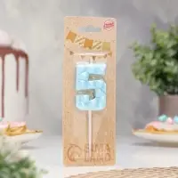 Свеча для торта &laquo;Цифра 5&raquo;, голубая