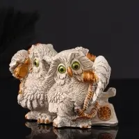 Фигурка гипс &laquo;Совы говорят по телефону&raquo; 8&times;12&times;7 см, слоновая кость