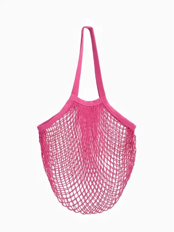 Сумка-авоська хозяйственная, клетка 1.5 см, розовая