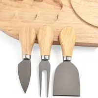 Набор для подачи сыра Доляна, 32.5&times;20.5&times;1.5 см, 3 ножа, дерево дуб